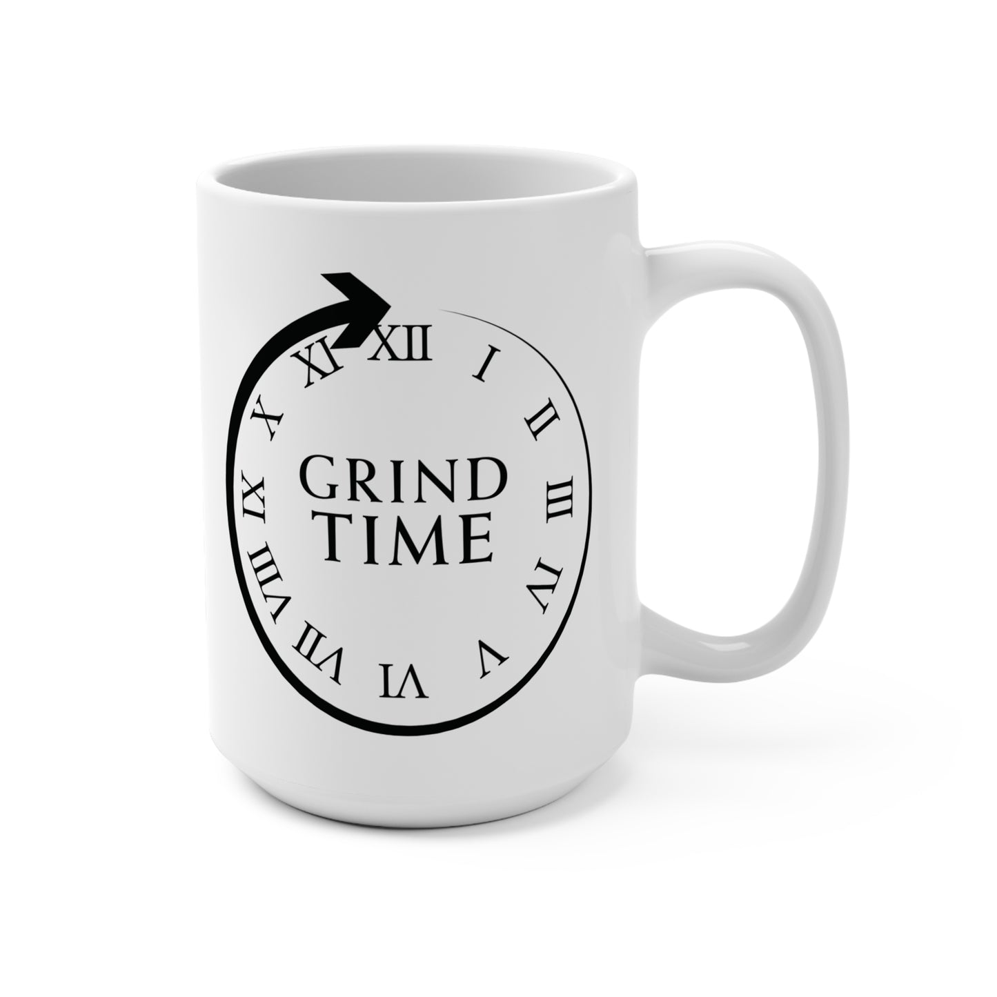 z-Grind Time Mug Grind Time All The Time Motivational Mug Small Business Mug Work Mug Office Mug Numerical Clock Mug