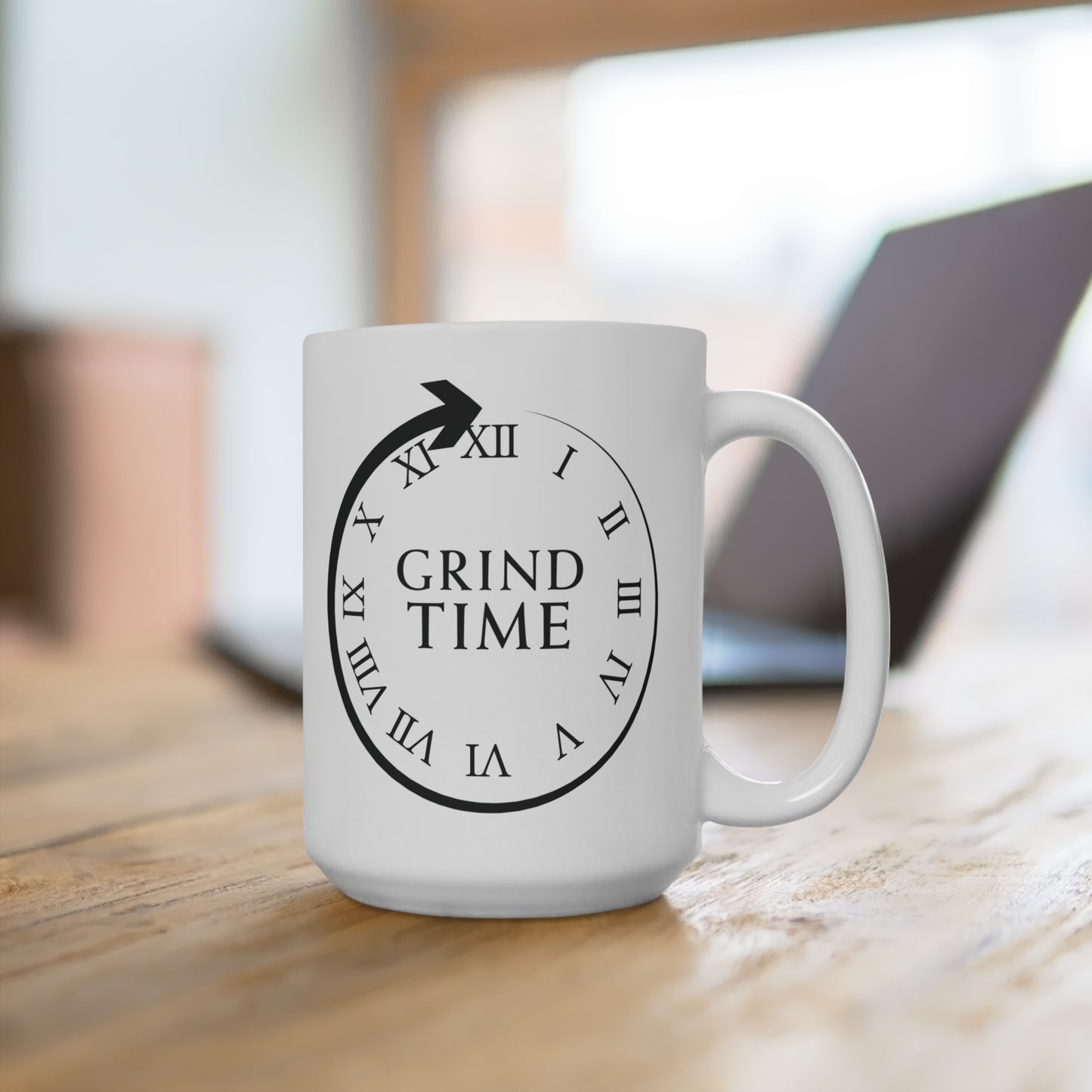 z-Grind Time Mug Grind Time All The Time Motivational Mug Small Business Mug Work Mug Office Mug Numerical Clock Mug